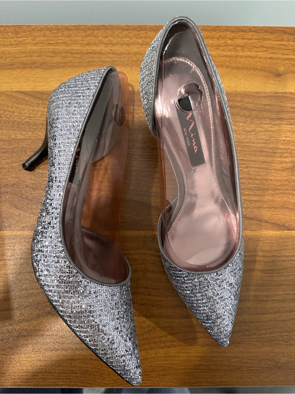 Nina Sparkling Silver Pointed Toe Pumps